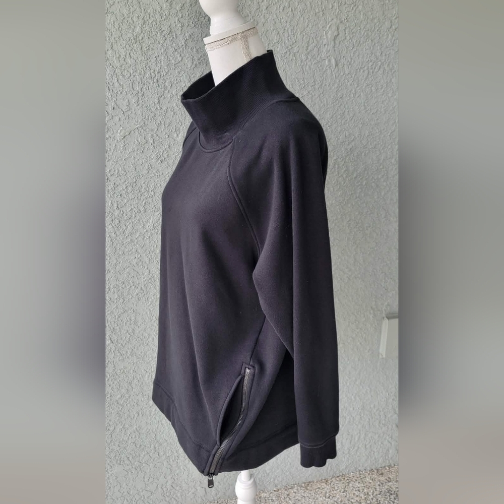 Athleta Cozy Karma Side Zip Funnel Neck Sweater Size Large Black